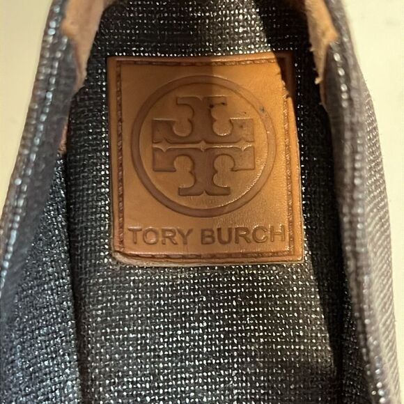 Tory Burch Filipa Wedge Espadrille Metallic Grey Shoes Size 10.5 - Picture 10 of 11